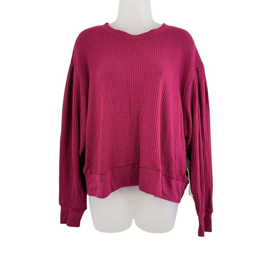 Treasure & Bond Women Crew Neck Drop Shoulder Puff Long Sleeve Sweatshirt L NWT